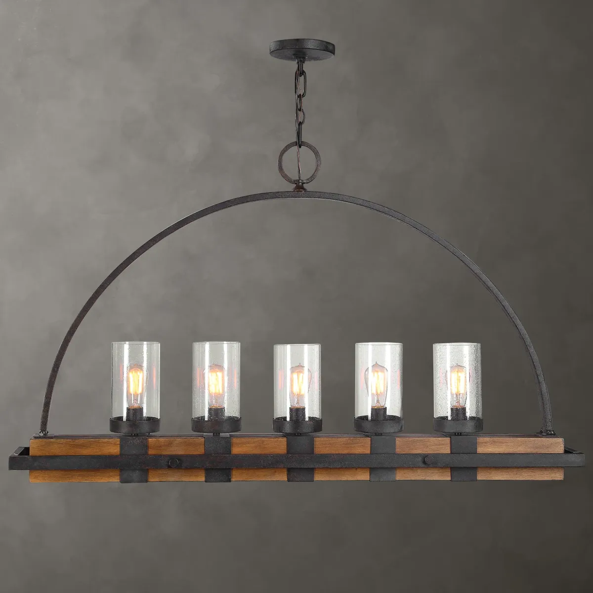 Atwood 5 Light Rustic Linear Chandelier 