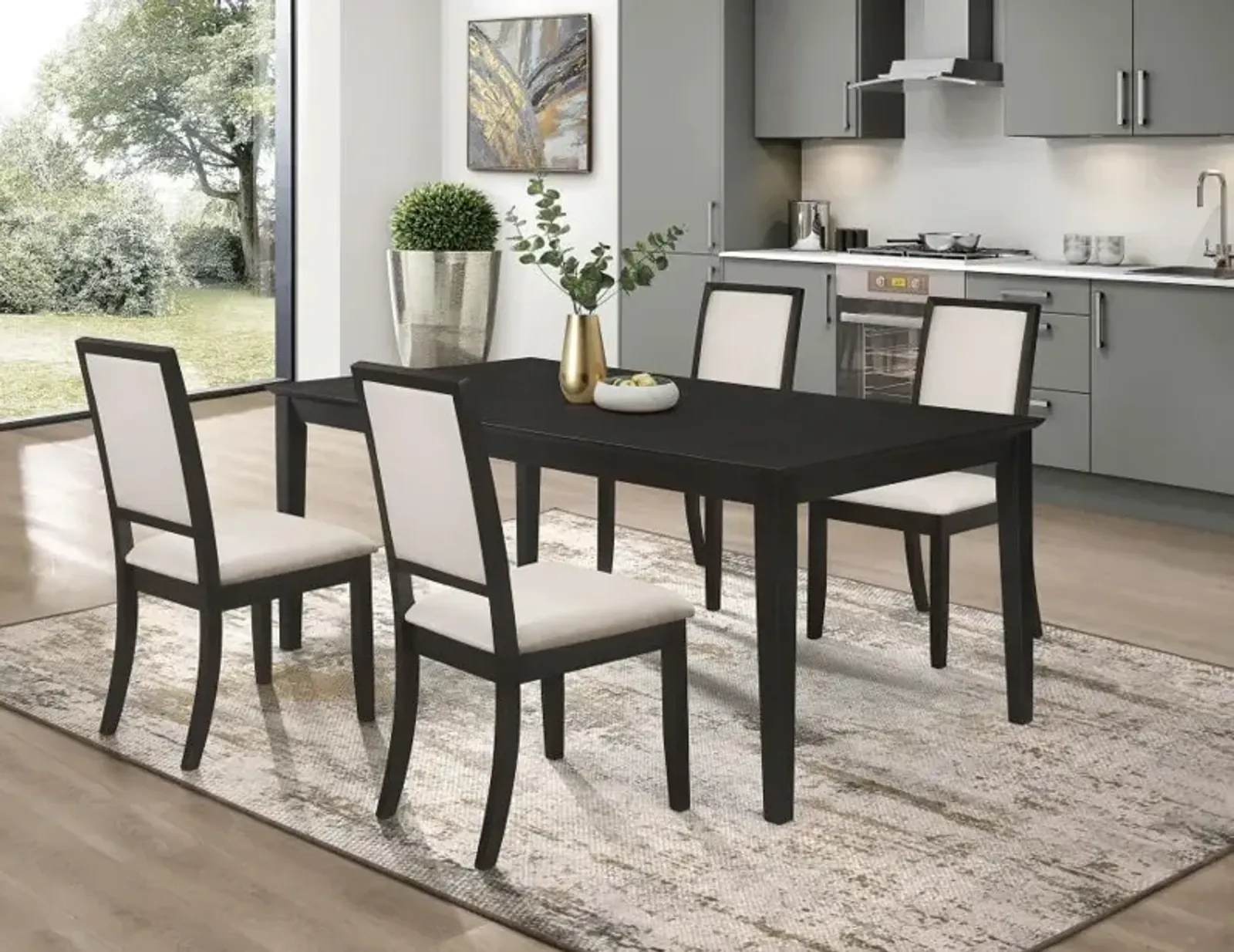 Louise 5-piece Dining Set Black and Cream