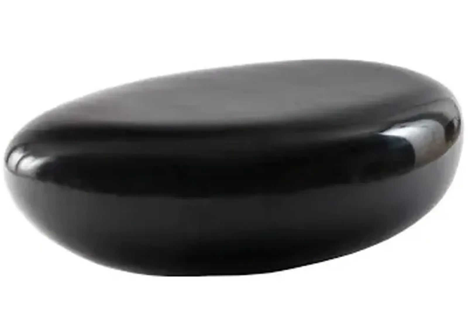 river stone coffee table, small, gel coat black