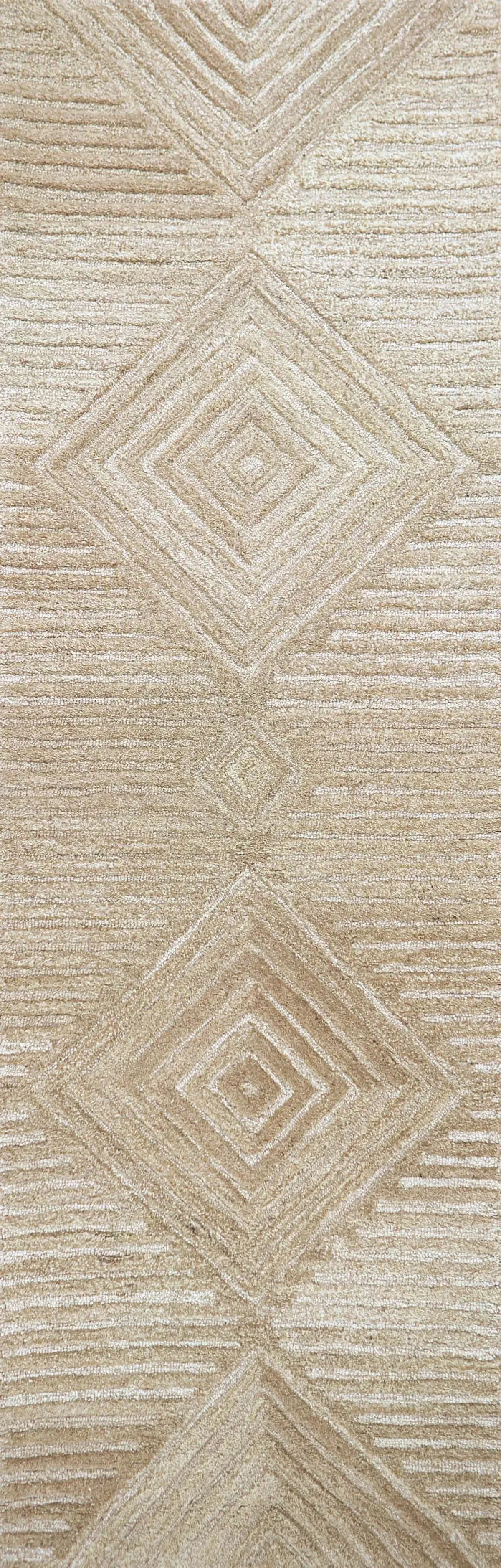 Suffolk Tan/Natural Geometric/Solid Wool 2'6" x 8' Runner Rug