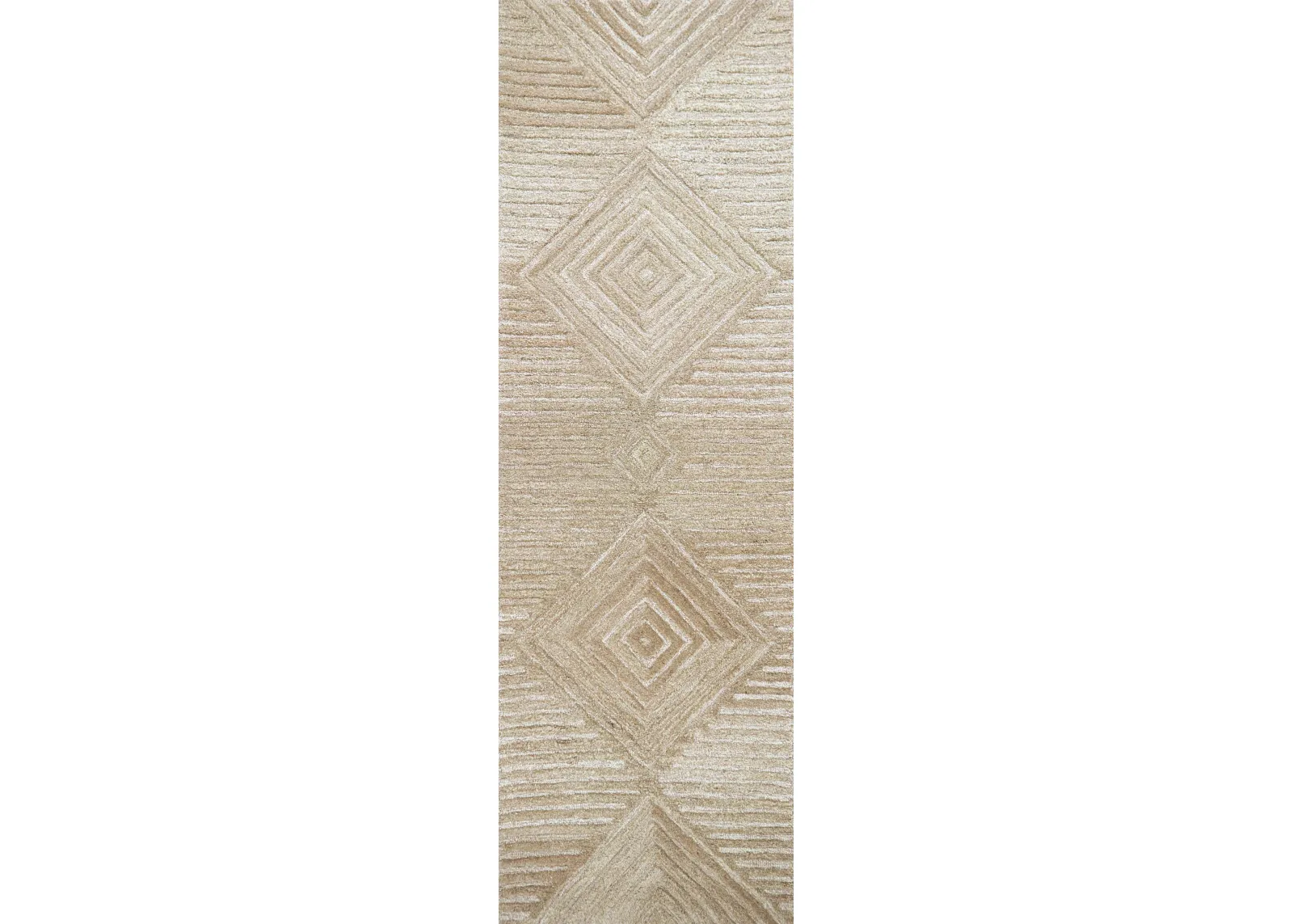 Suffolk Tan/Natural Geometric/Solid Wool 2'6" x 8' Runner Rug