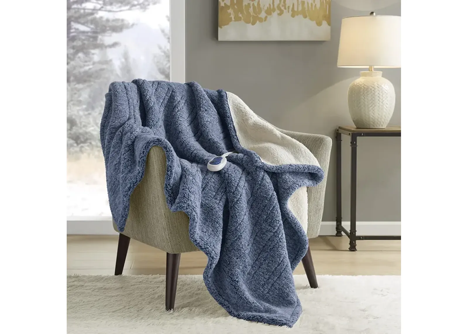 Marbled Sherpa Heated Throw