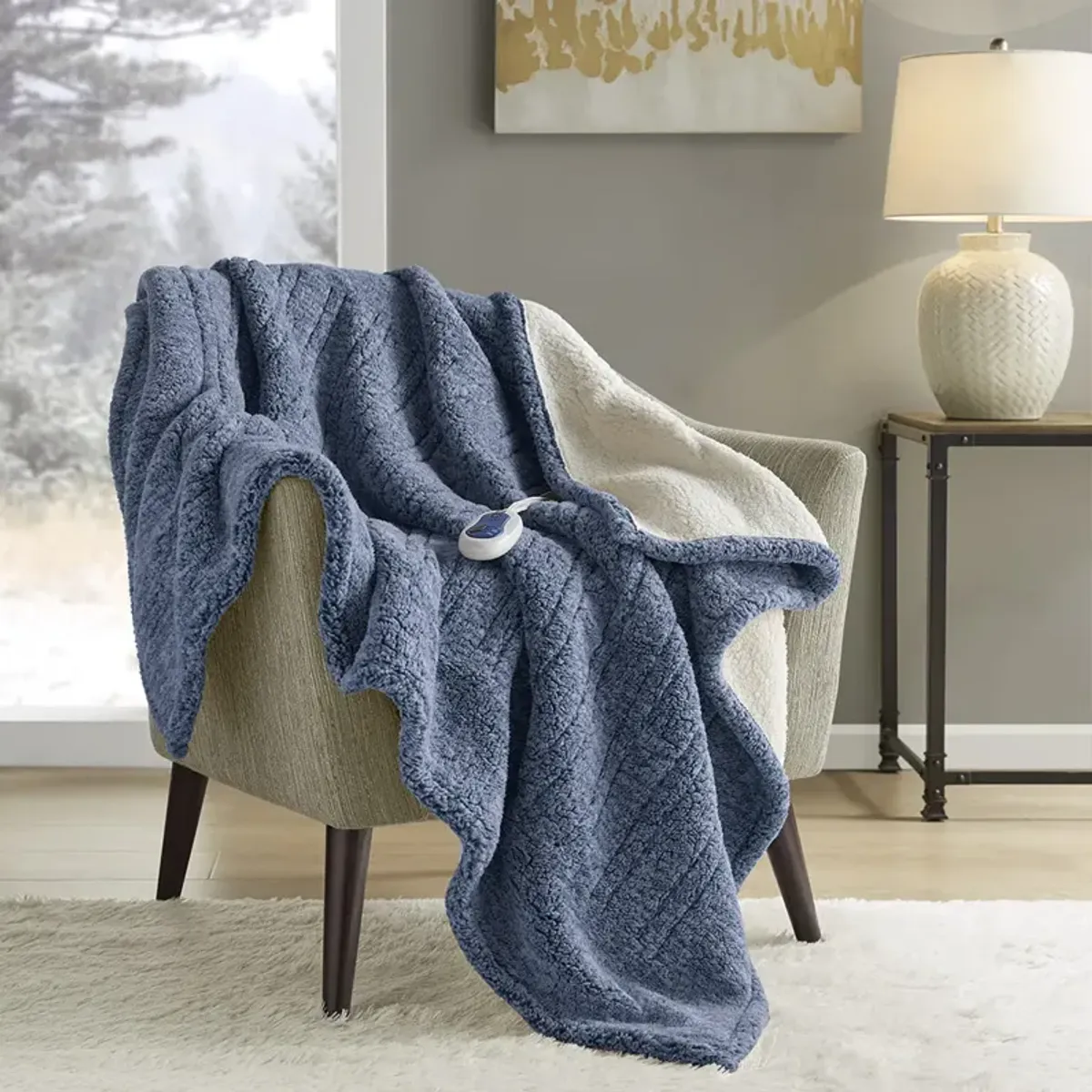 Marbled Sherpa Heated Throw