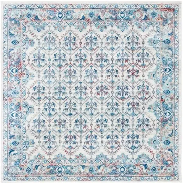 Brentwood 869 Ivory / Blue 3' X 3' Square Square Powerloomed Rug