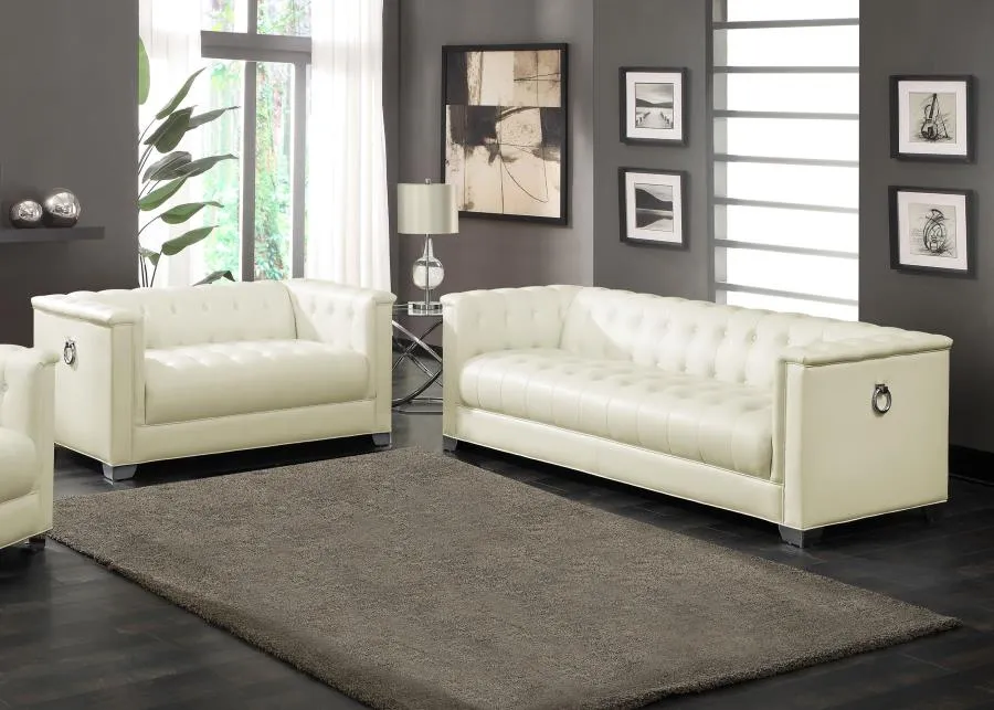 Chaviano 2-piece Upholstered Tufted Sofa Set Pearl White