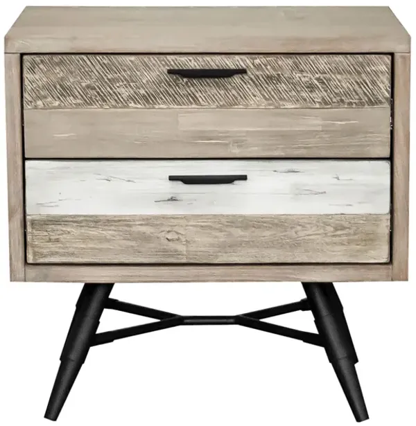 Bridges 2 Drawer Nightstand  in Two Tone Acacia Wood