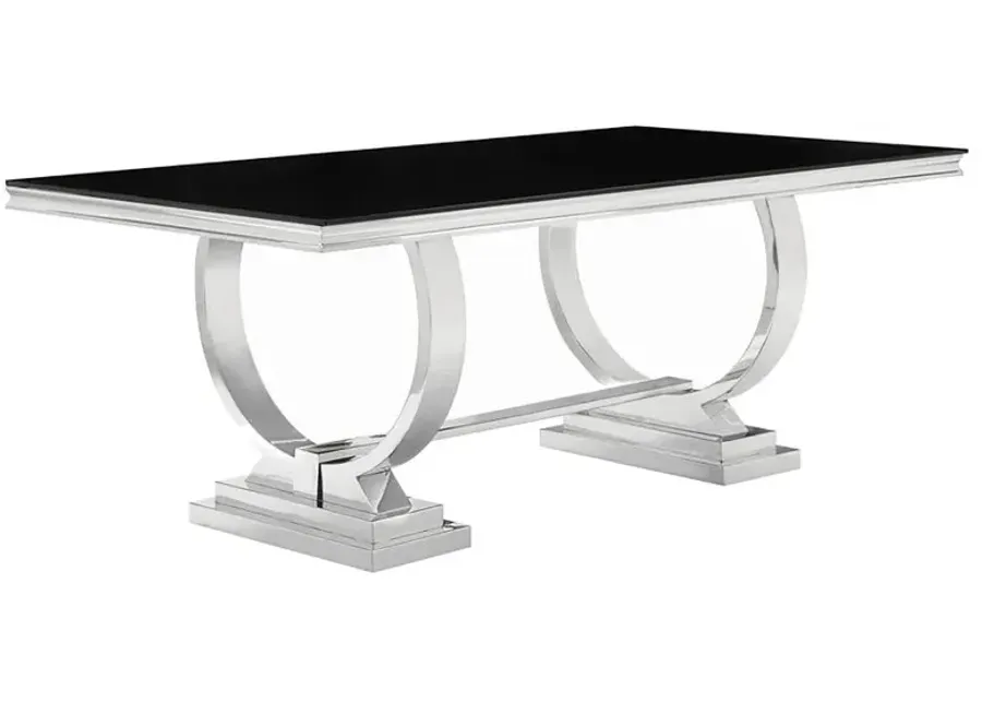 Antoine Rectangular Dining Table Chrome and Black