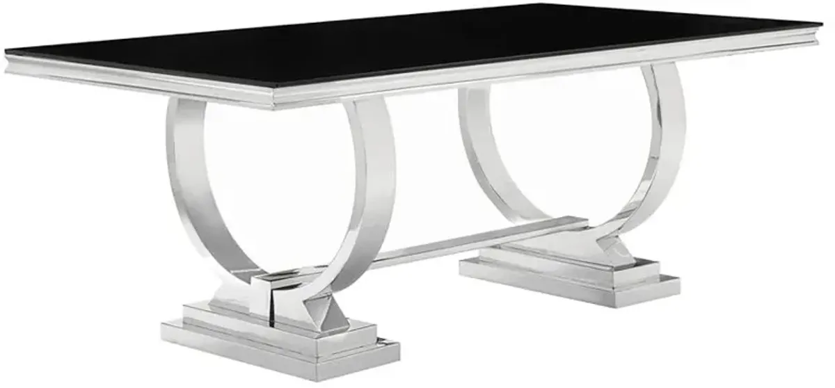 Antoine Rectangular Dining Table Chrome and Black