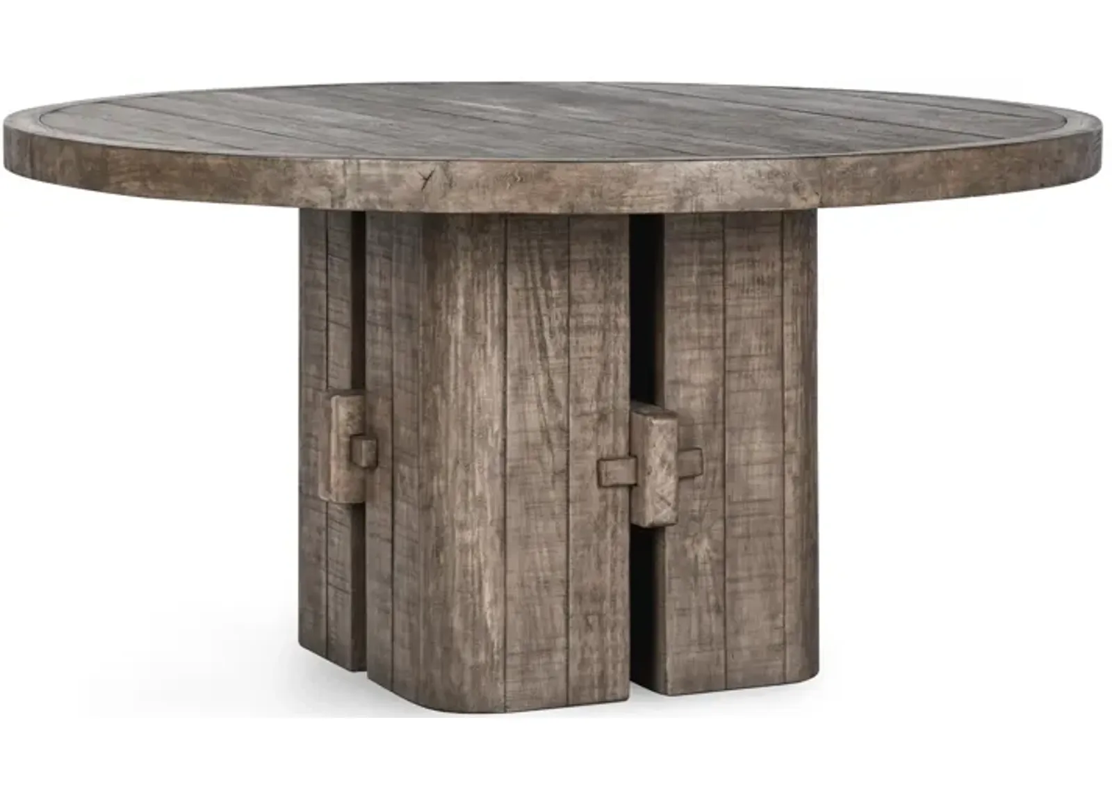 Rosemount 60" Reclaimed Pine Wood Transitional Round Dining Table in Aged Brown