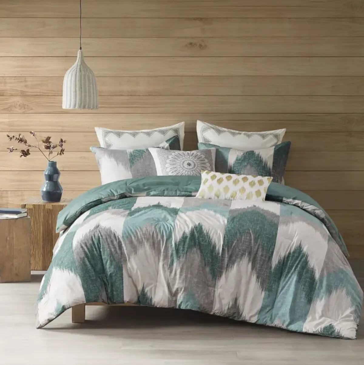 INK+IVY Alpine Aqua 3 Piece Comforter Mini Set