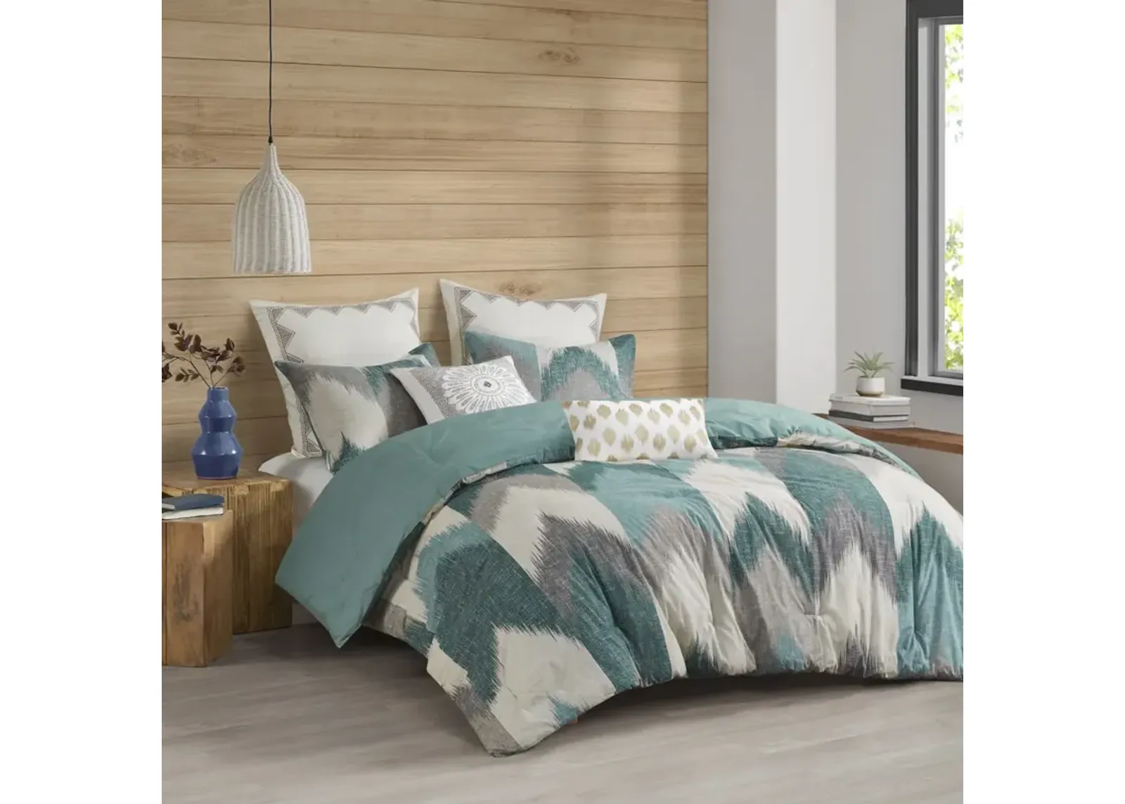 INK+IVY Alpine Aqua 3 Piece Comforter Mini Set