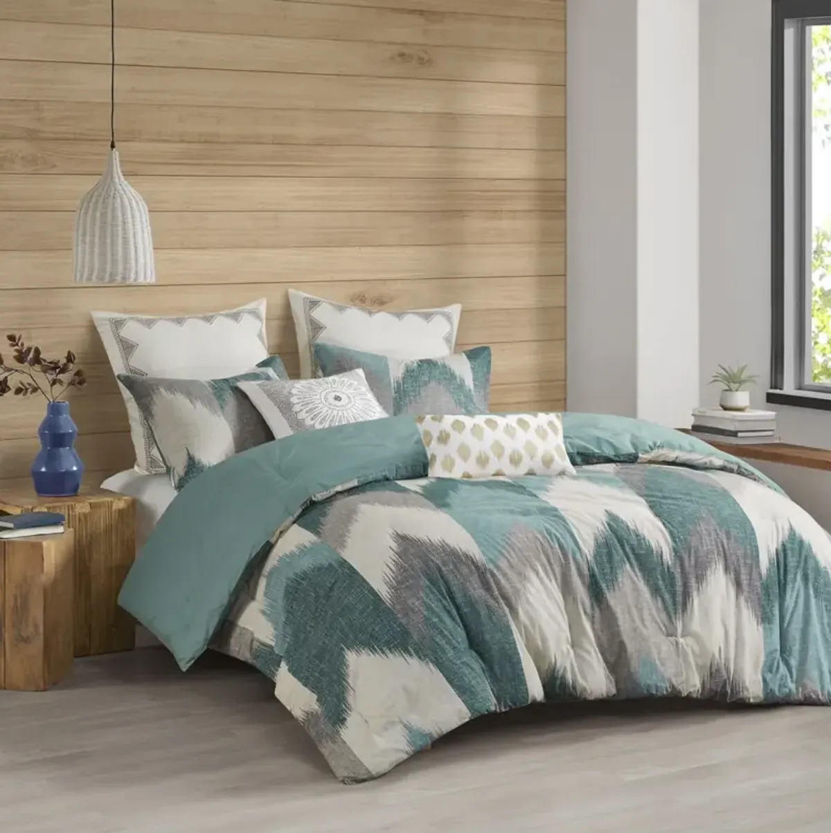 INK+IVY Alpine Aqua 3 Piece Comforter Mini Set