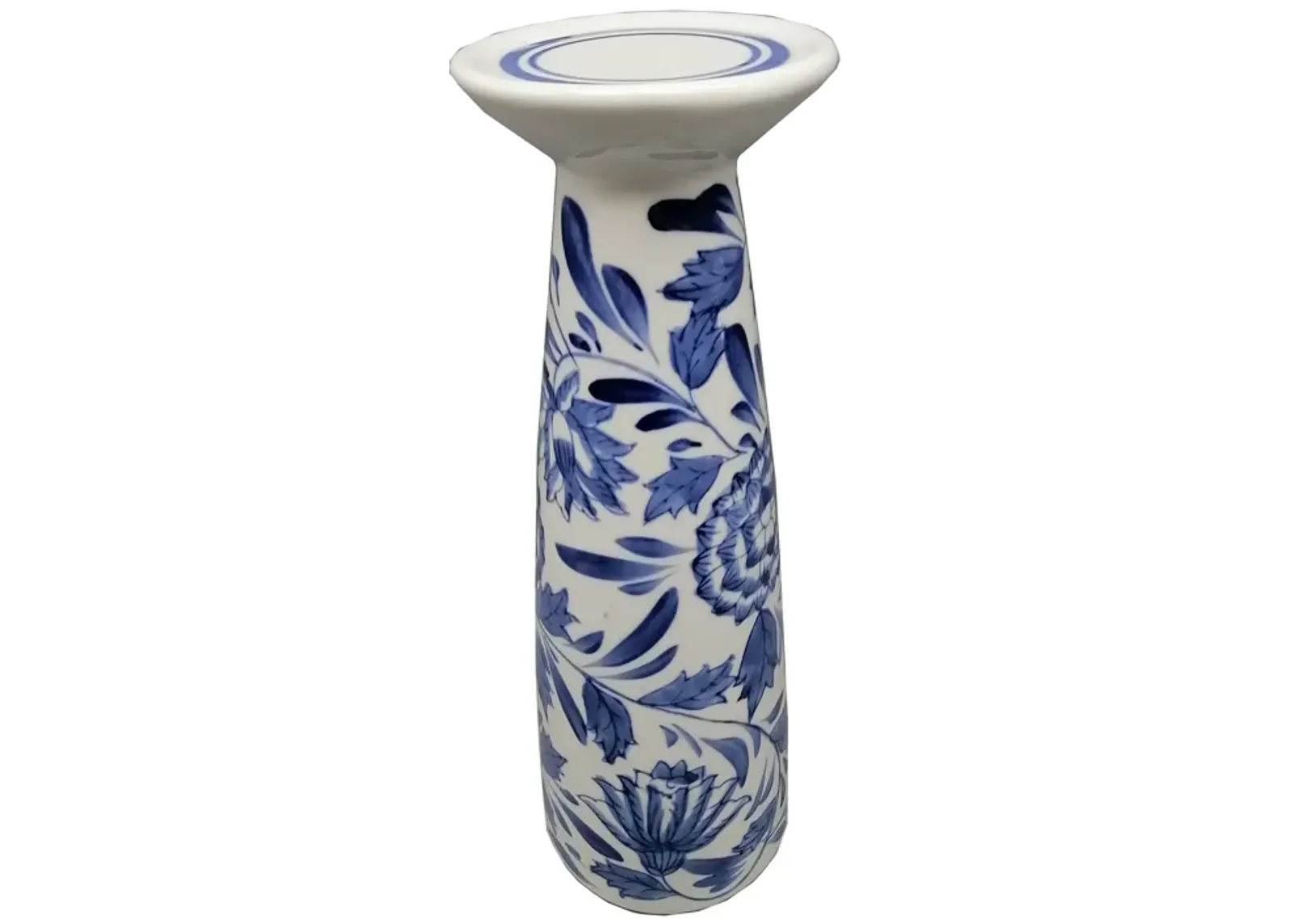 Porc,12"h Chinoiserie Candle Holder,blue/wht