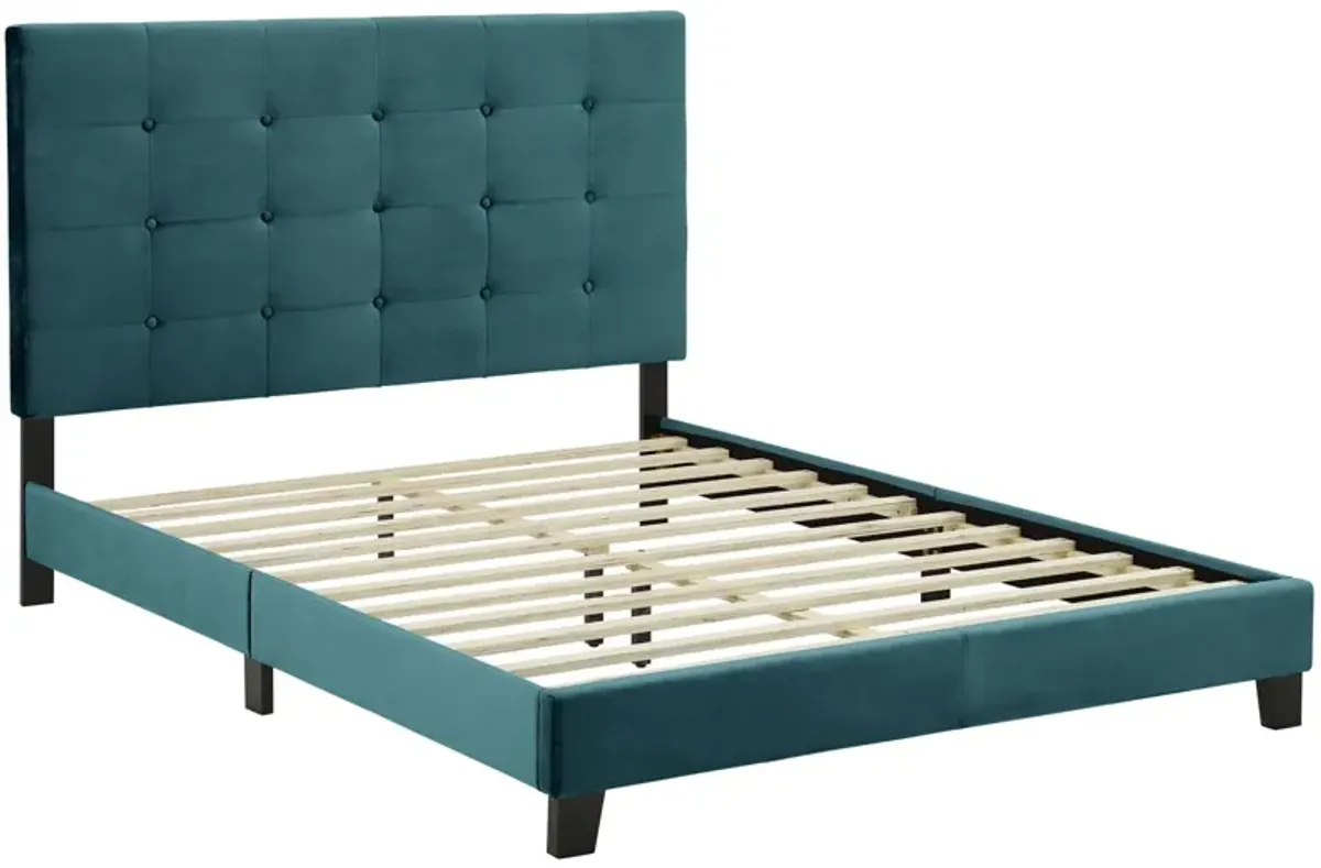 Melanie Queen Tufted Button Upholstered Performance Velvet Platform Bed