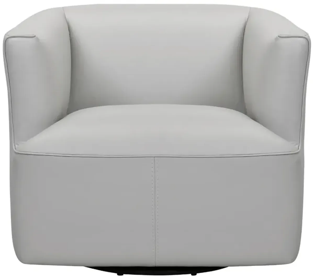 Whitney Swivel Dove Gray Genuine Leather Barrel Chair