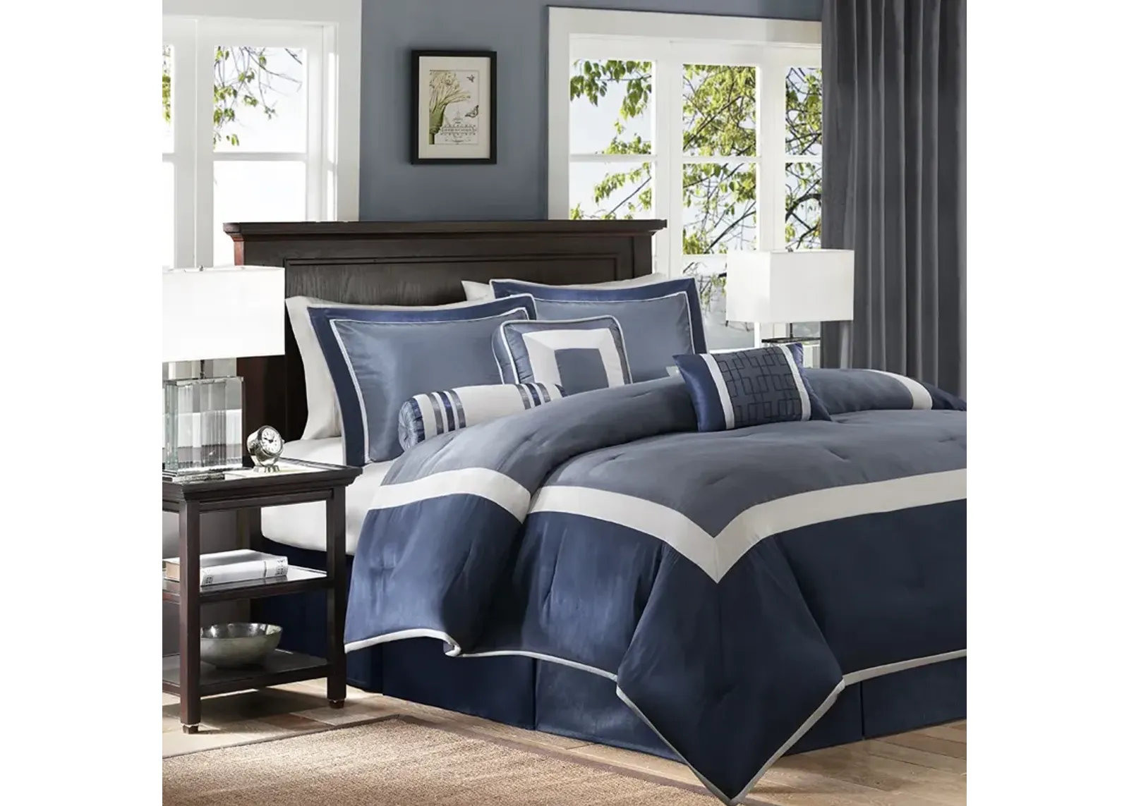 Madison Park Genevieve Navy 7 Piece Comforter Set