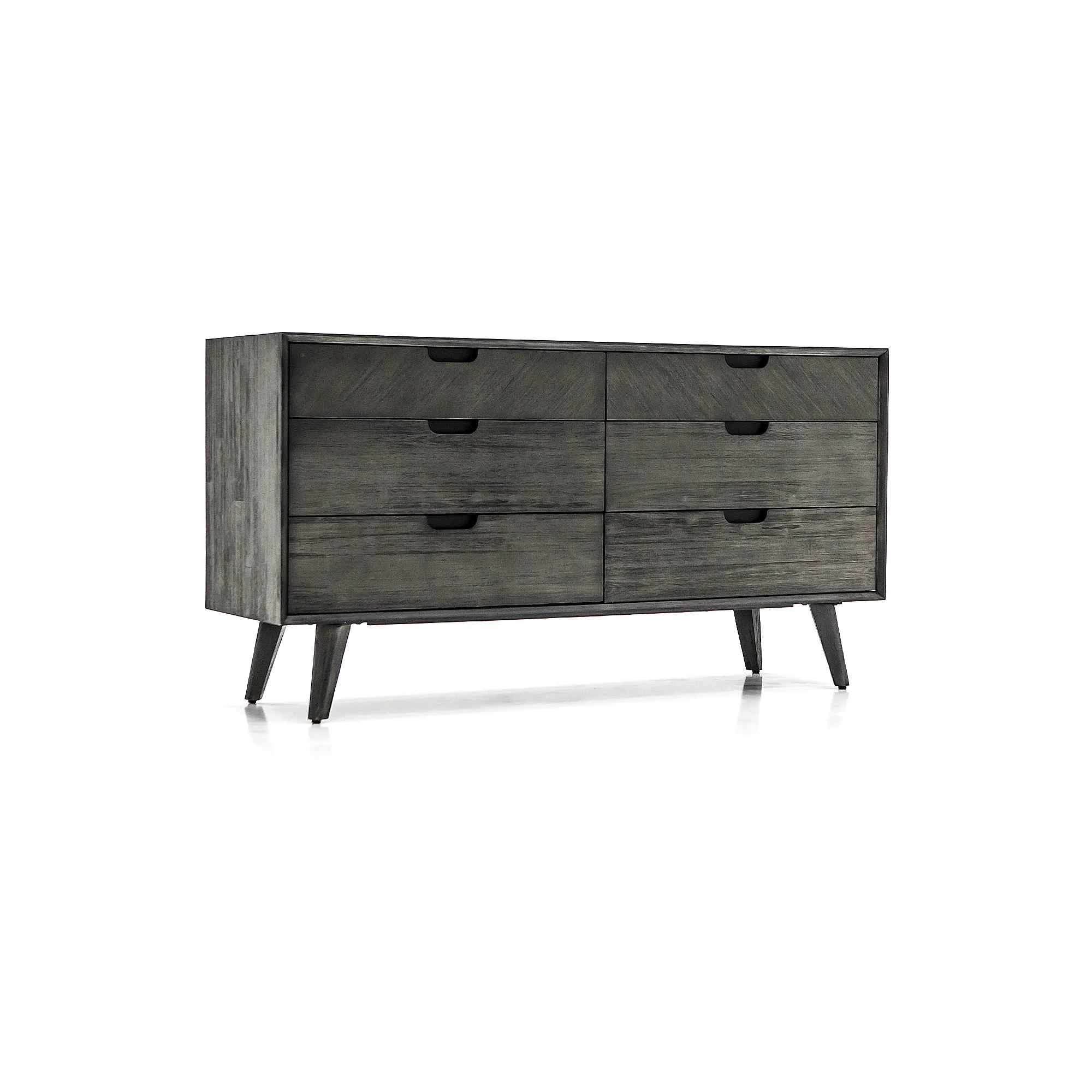 Mohave Mid-Century Tundra Gray Acacia 6 Drawer Dresser