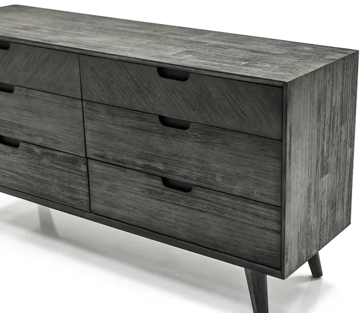 Mohave Mid-Century Tundra Gray Acacia 6 Drawer Dresser