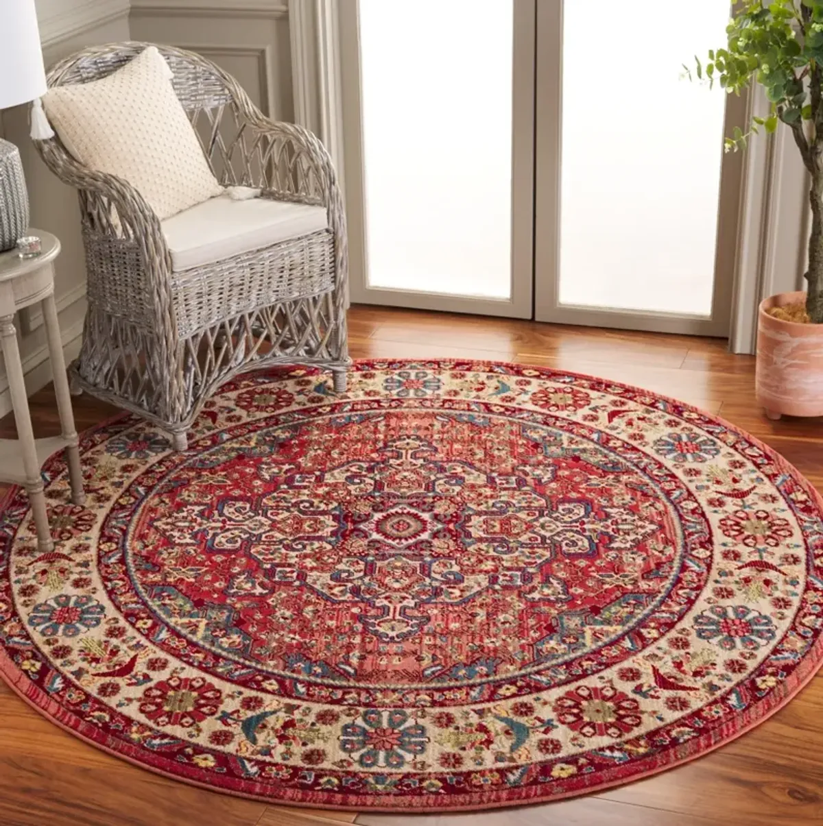 KASHAN 305 RED  3'-3' x 3'-3' Round Round Rug