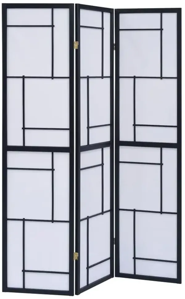 Damis 3-panel Folding Floor Screen Black and White