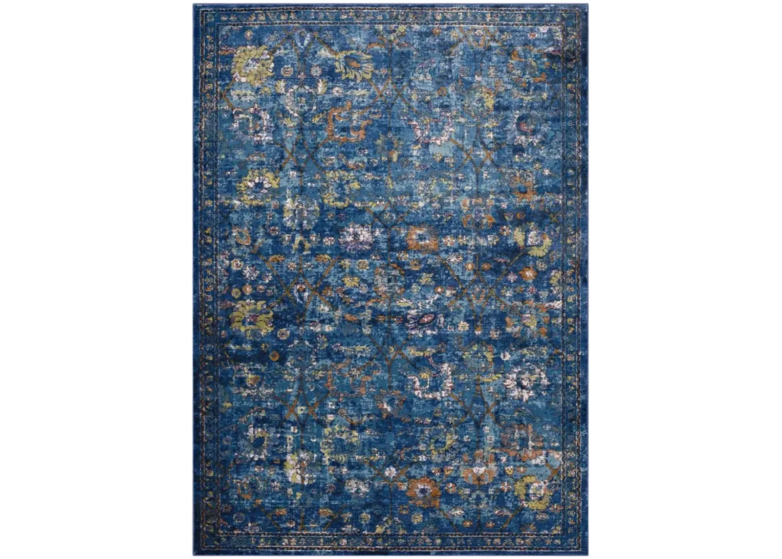 Minu Distressed Floral Lattice 8x10 Area Rug