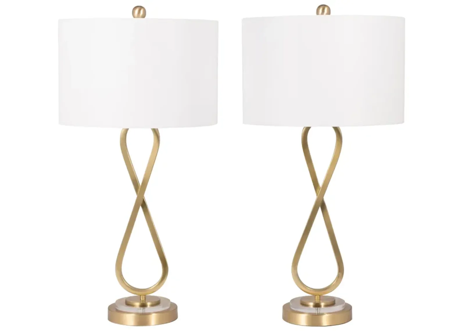 Metal, S/2 28" Infinity Table Lamps, Gold