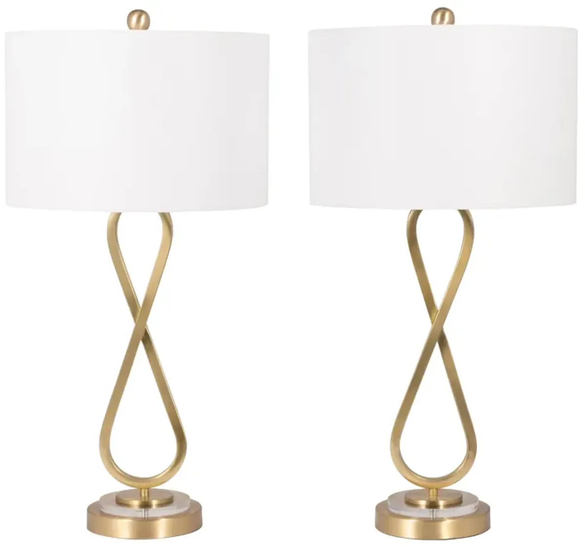 Metal, S/2 28" Infinity Table Lamps, Gold