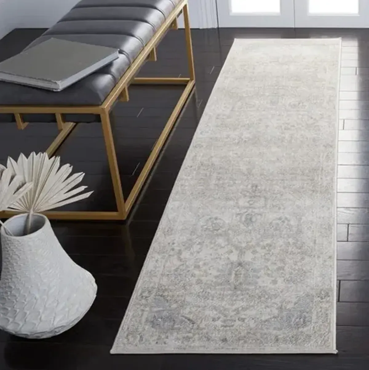 Brentwood 852 Ivory / Grey 2' X 8' Runner Powerloomed Rug