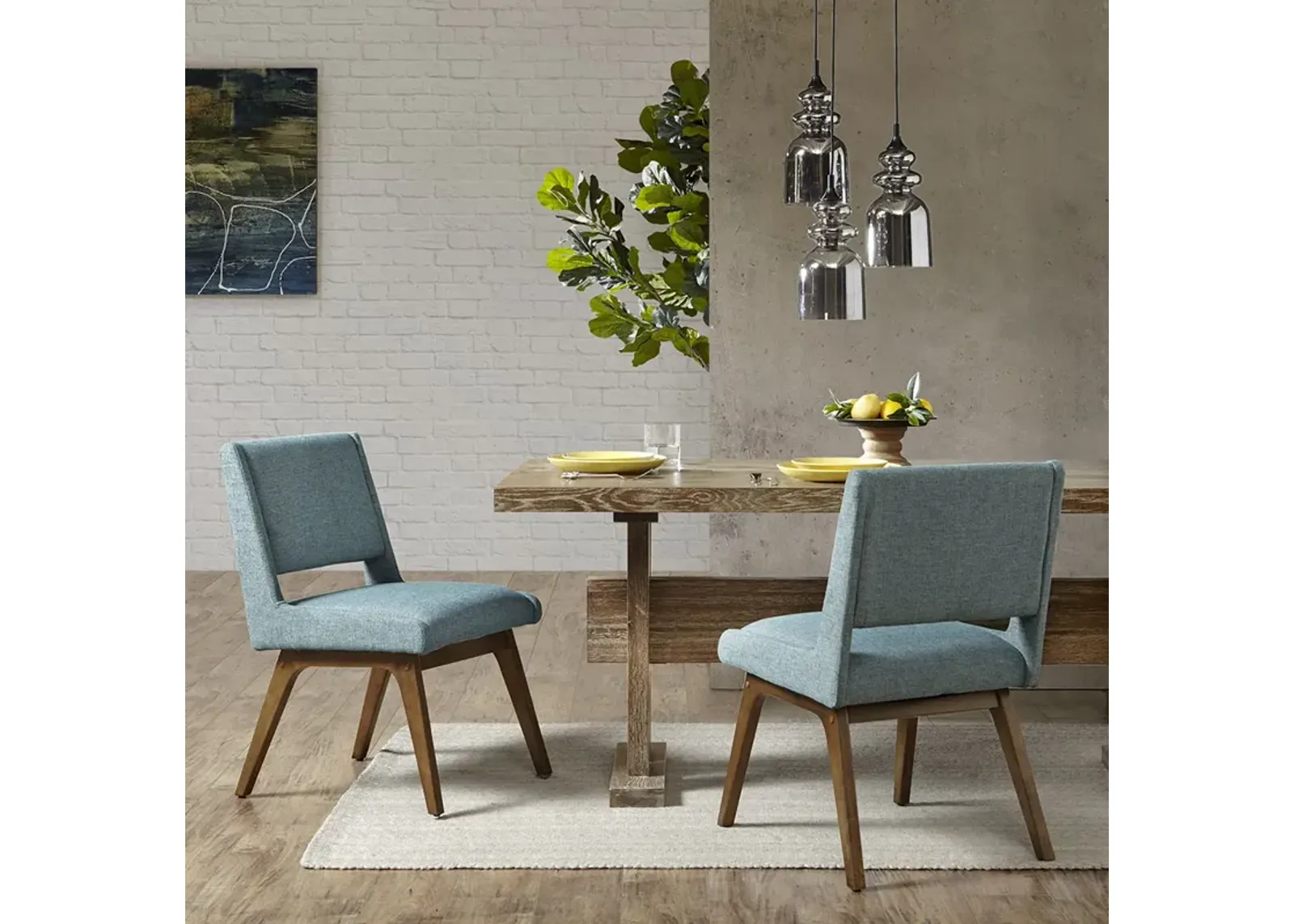 INK+IVY Boomerang Blue Dining Chair (Set of 2)