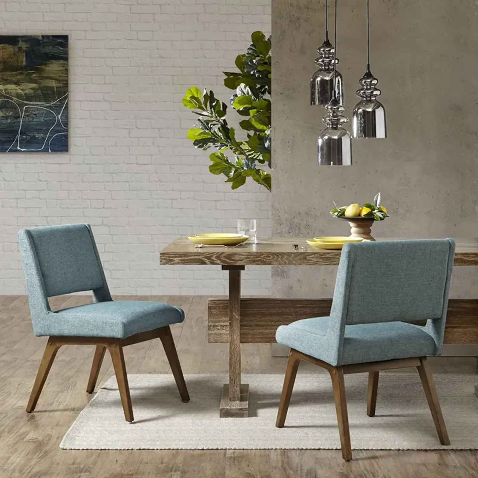 INK+IVY Boomerang Blue Dining Chair (Set of 2)