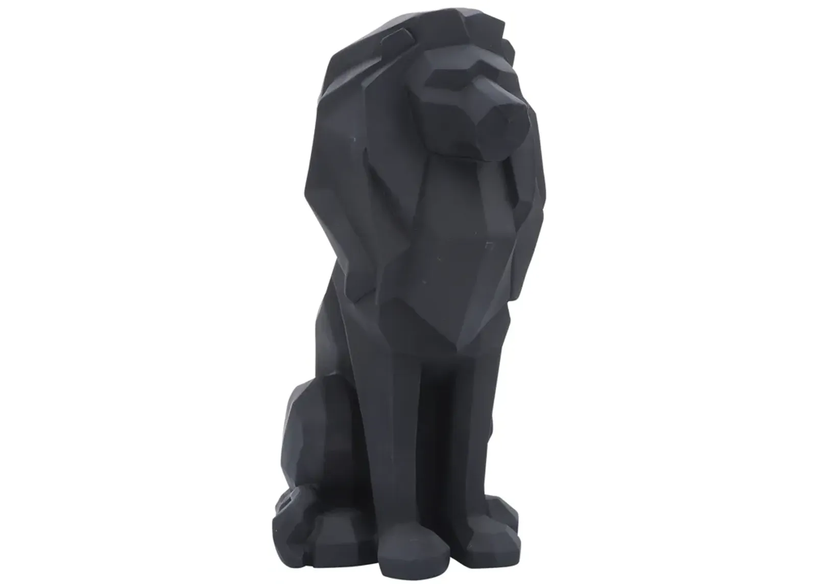 Resin 11"h Sitting Lion, Black