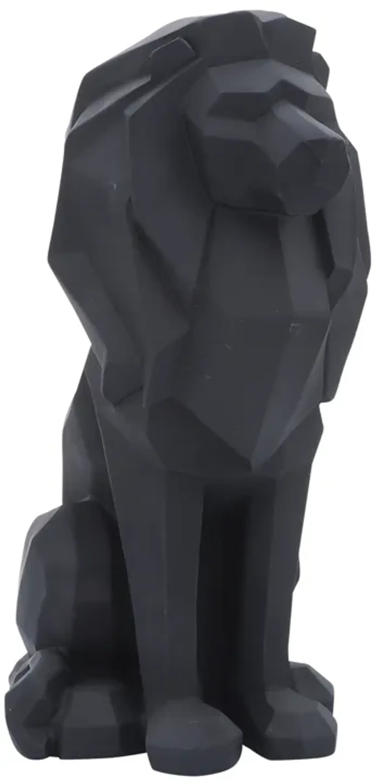 Resin 11"h Sitting Lion, Black