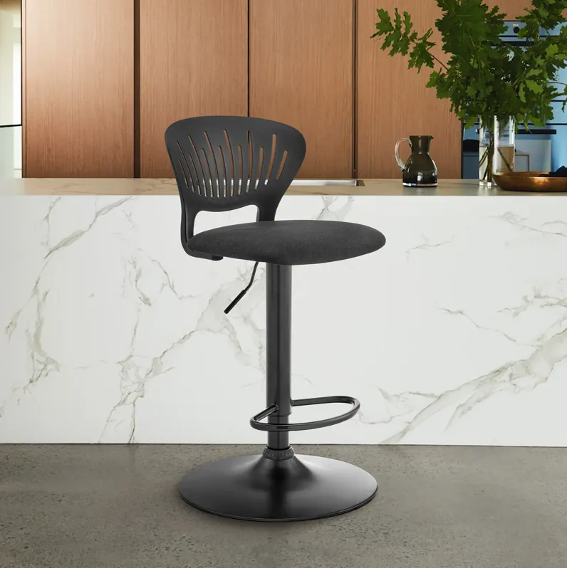 Padua Adjustable Black Upholstery Swivel Stool