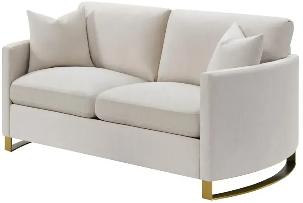 Corliss Upholstered Arched Arms Loveseat Beige