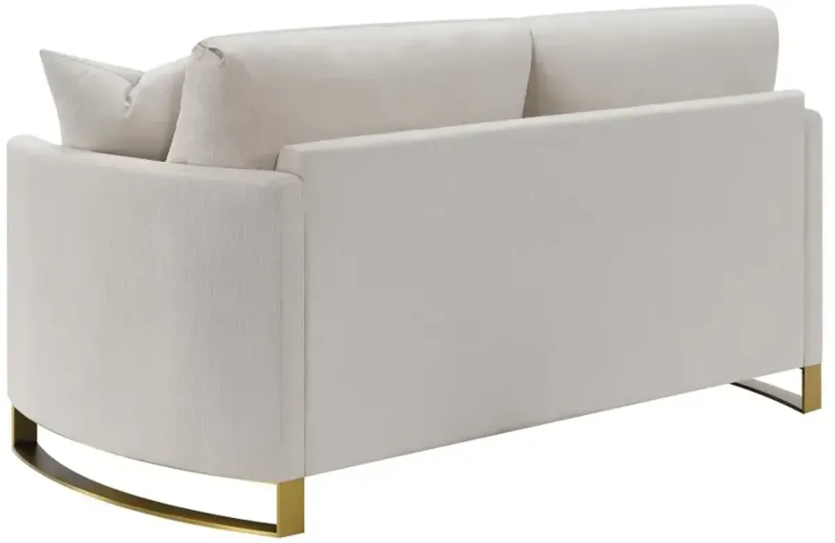 Corliss Upholstered Arched Arms Loveseat Beige