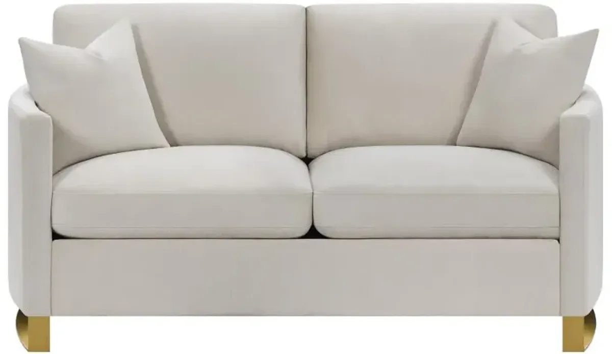 Corliss Upholstered Arched Arms Loveseat Beige