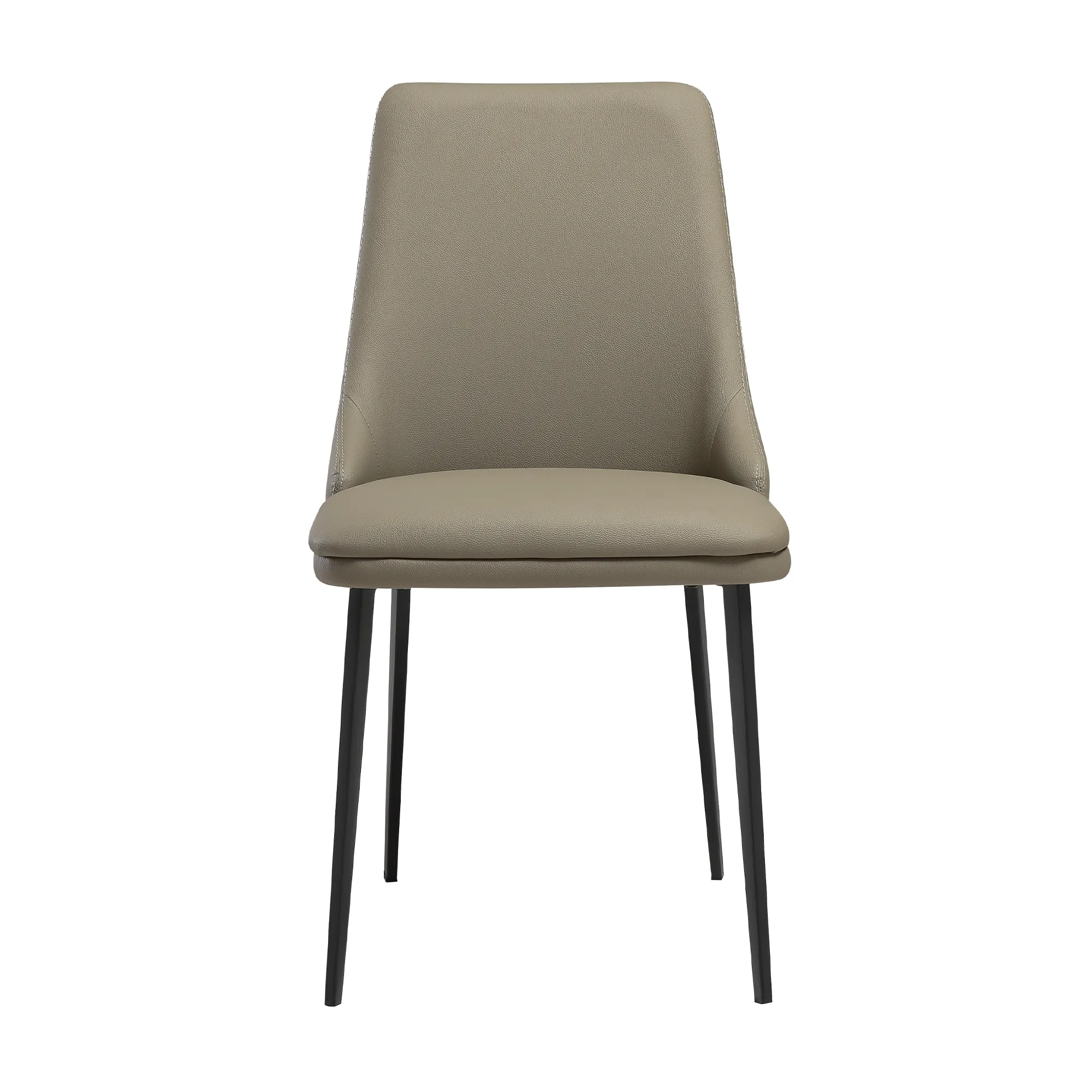 Genesis Upholstered Dining Chair in Taupe Gray Faux Leather with Black Metal Legs - Set of 2