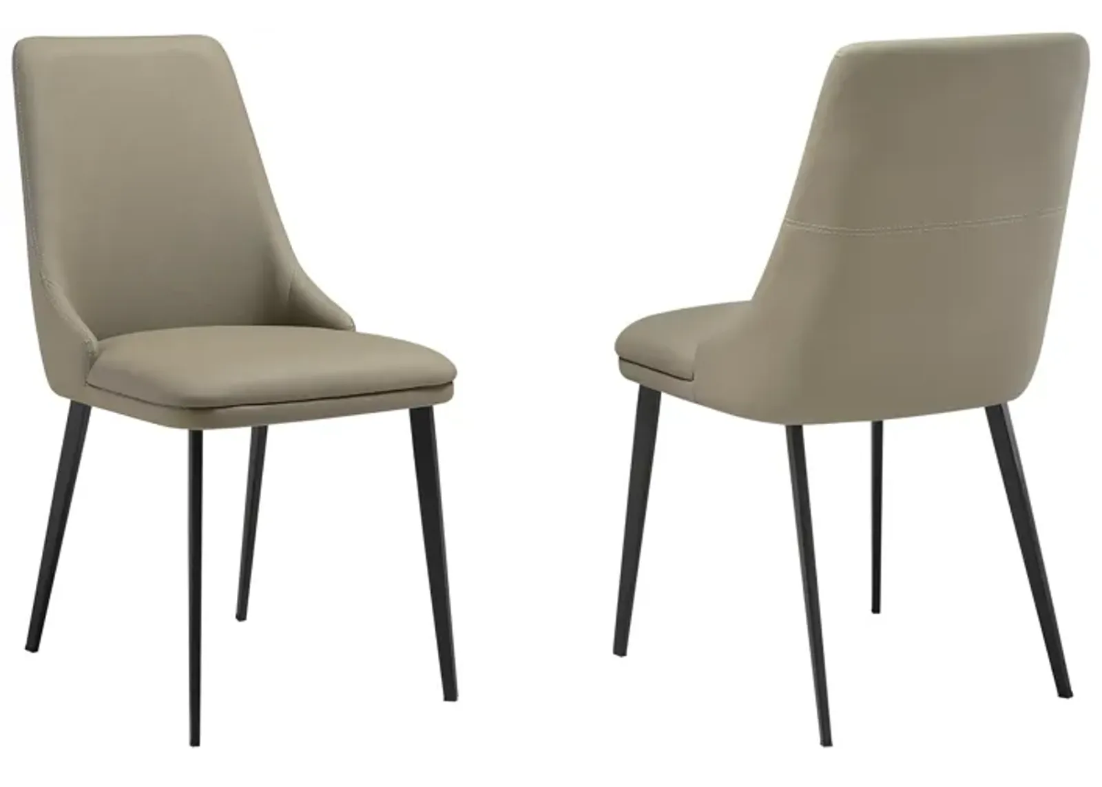 Genesis Upholstered Dining Chair in Taupe Gray Faux Leather with Black Metal Legs - Set of 2