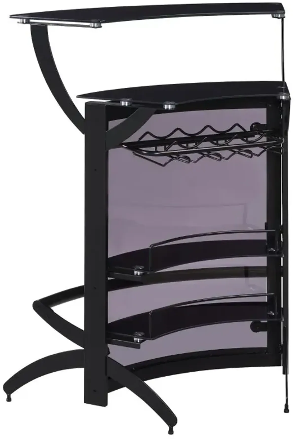 Dallas 2-shelf Home Bar Smoked and Black Glass