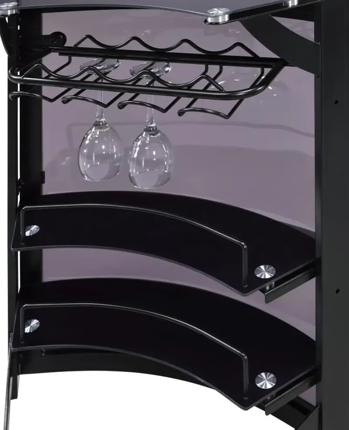 Dallas 2-shelf Home Bar Smoked and Black Glass