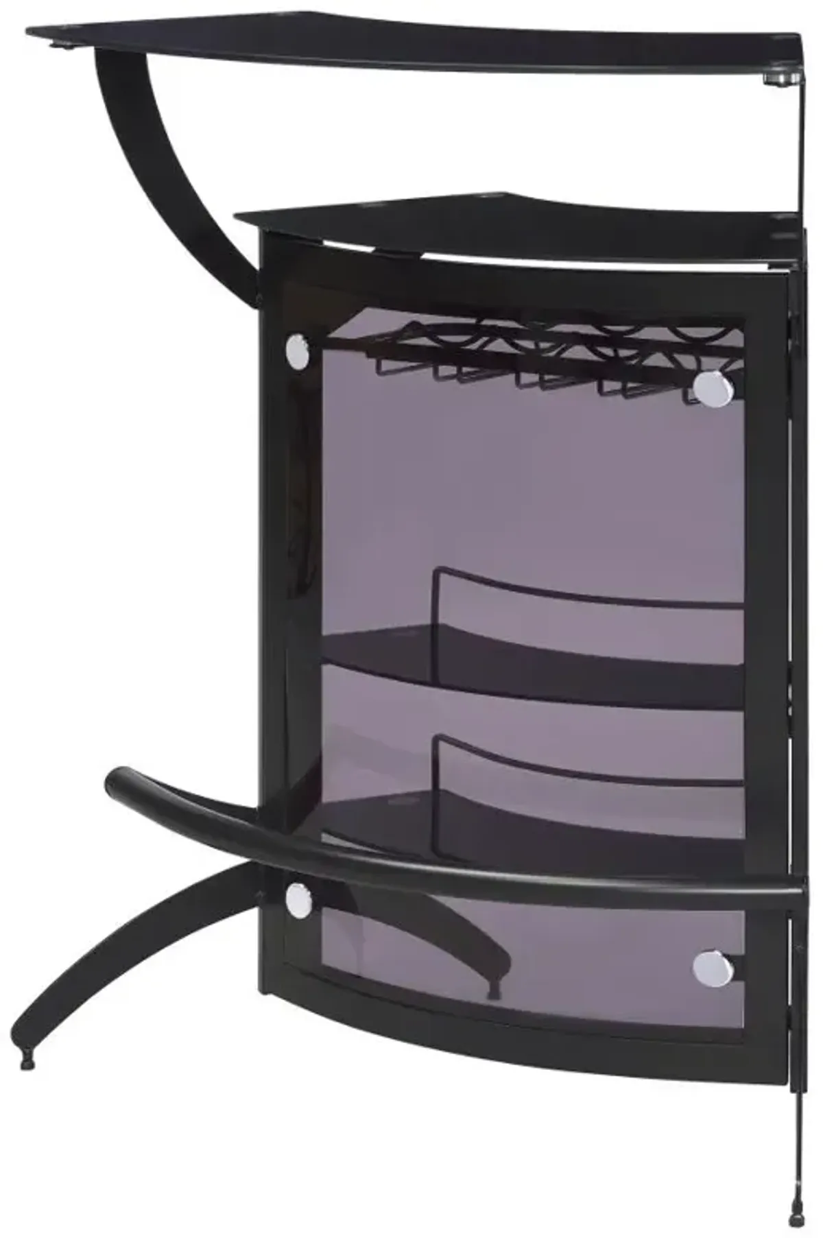 Dallas 2-shelf Home Bar Smoked and Black Glass