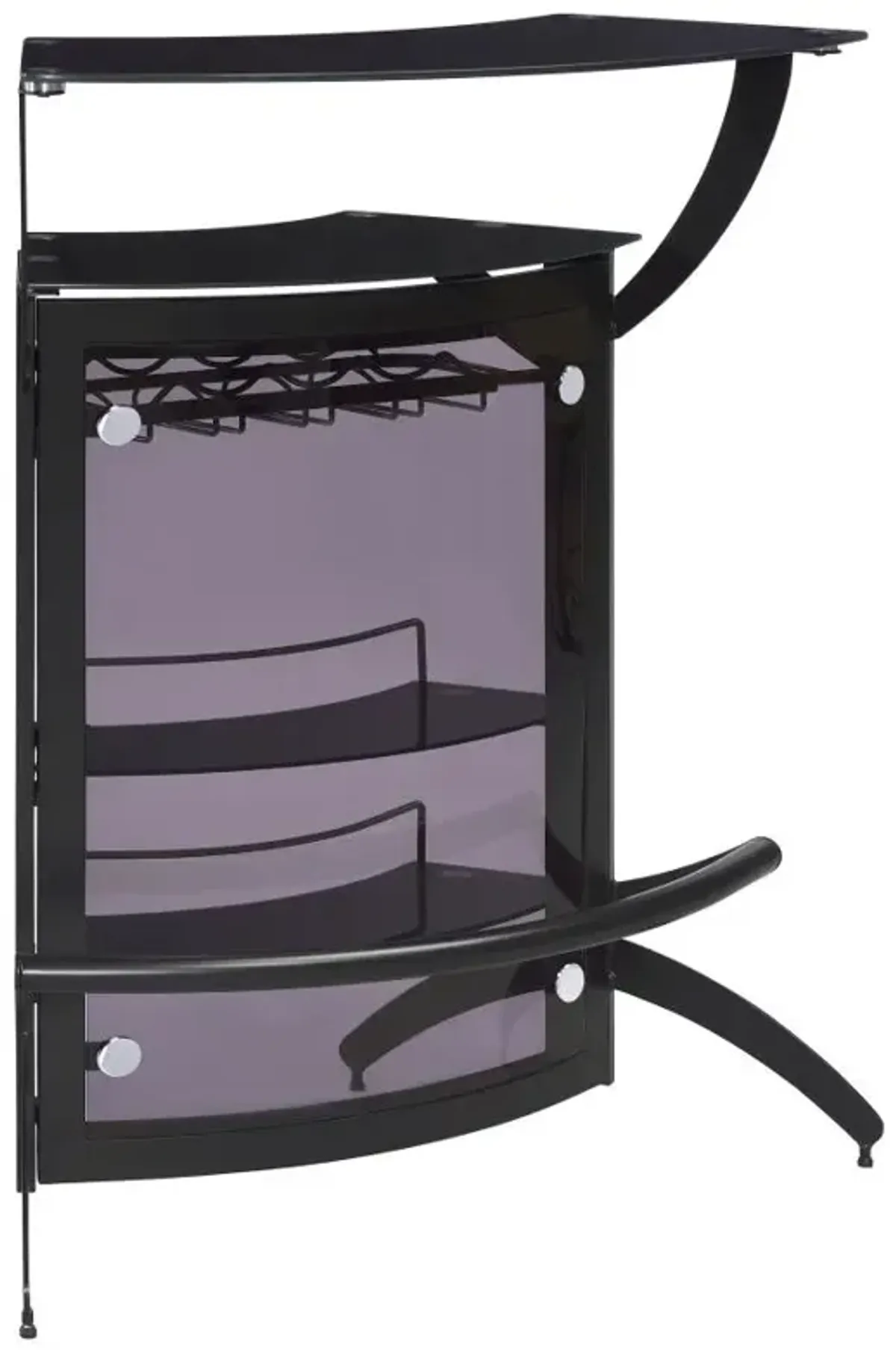 Dallas 2-shelf Home Bar Smoked and Black Glass