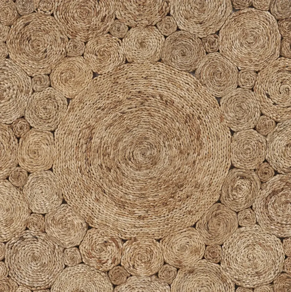 Nature Geometric Circles Organic Jute Indoor Round Area Rug 4'