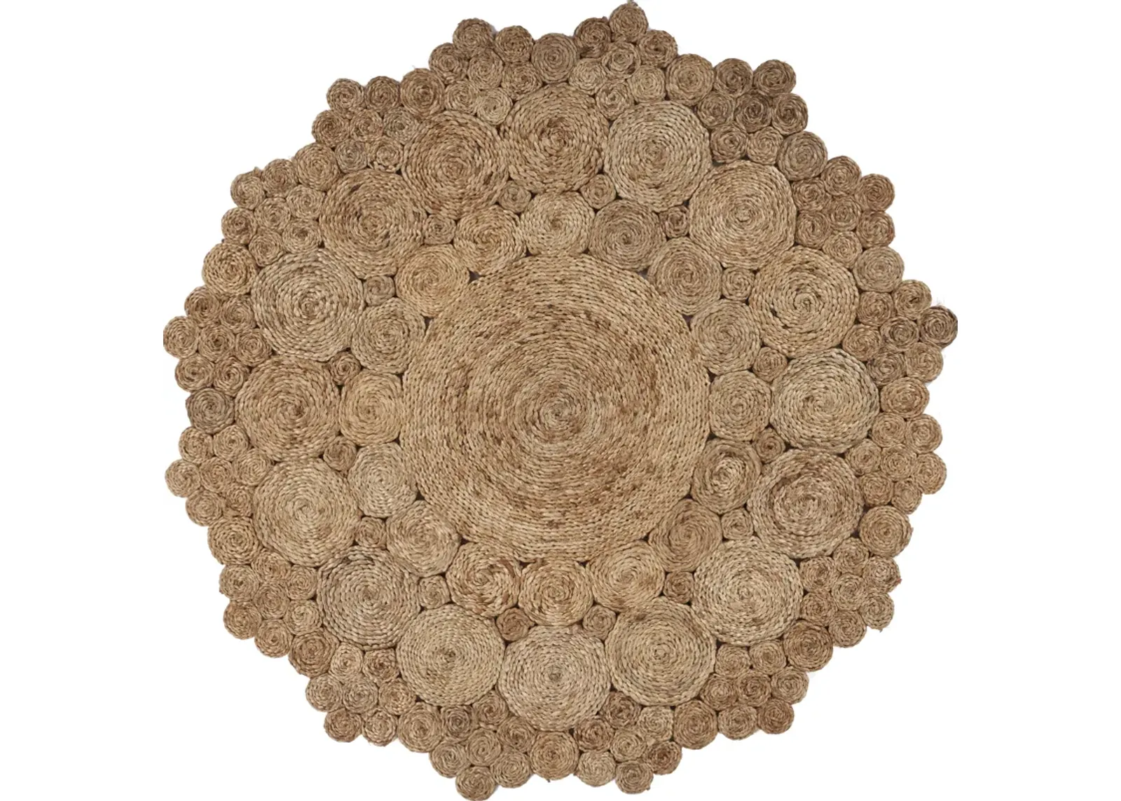 Nature Geometric Circles Organic Jute Indoor Round Area Rug 4'