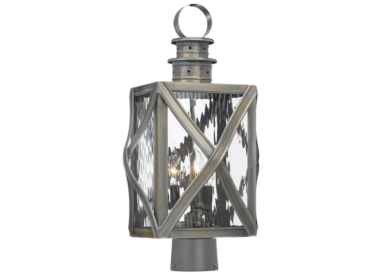 Artistic Lighting 3-Light Post Lantern in Olde Bay Finish with Clear Water Glass