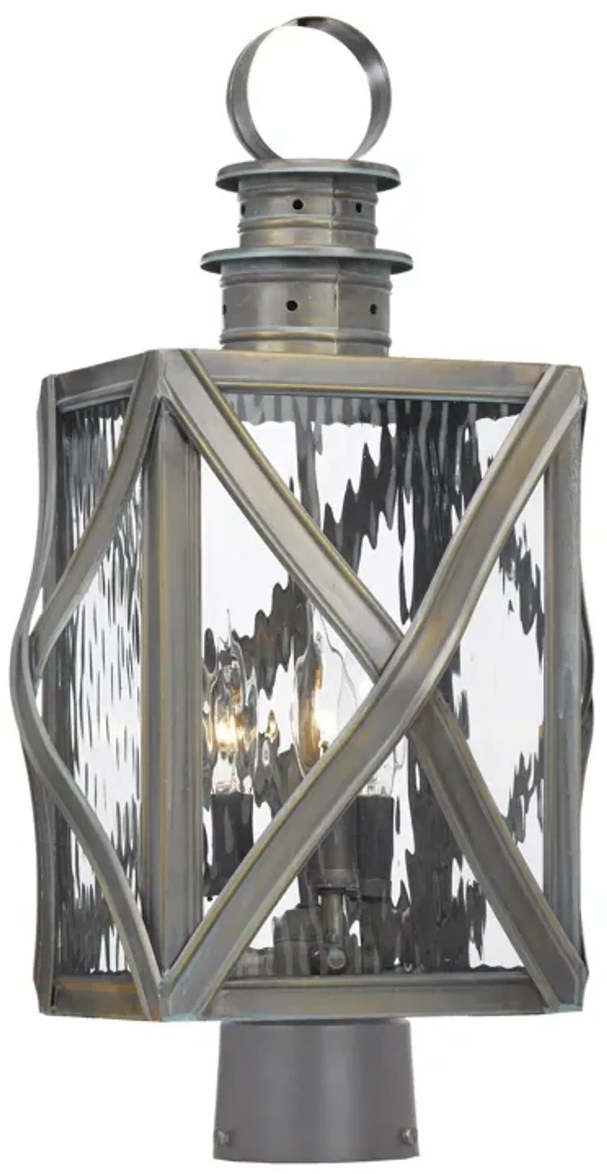 Artistic Lighting 3-Light Post Lantern in Olde Bay Finish with Clear Water Glass