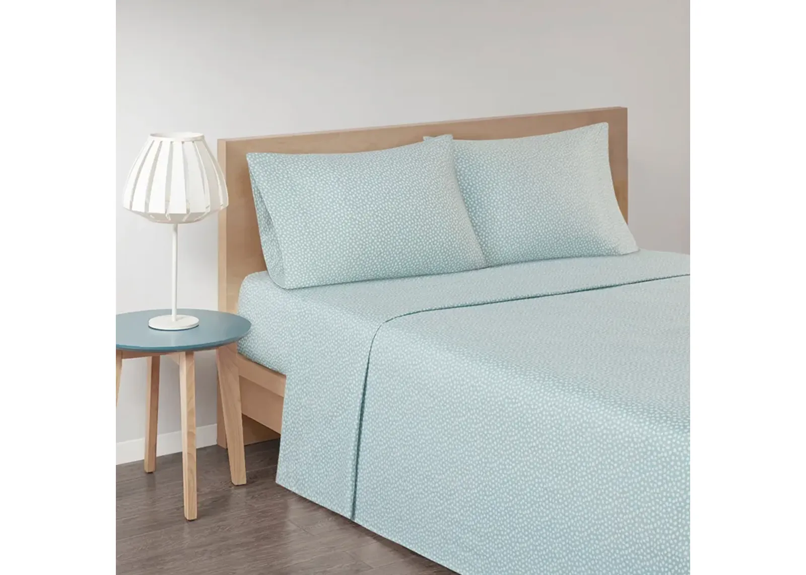 True North by Sleep Philosophy Cozy Flannel Aqua Dots Printed Sheet Set