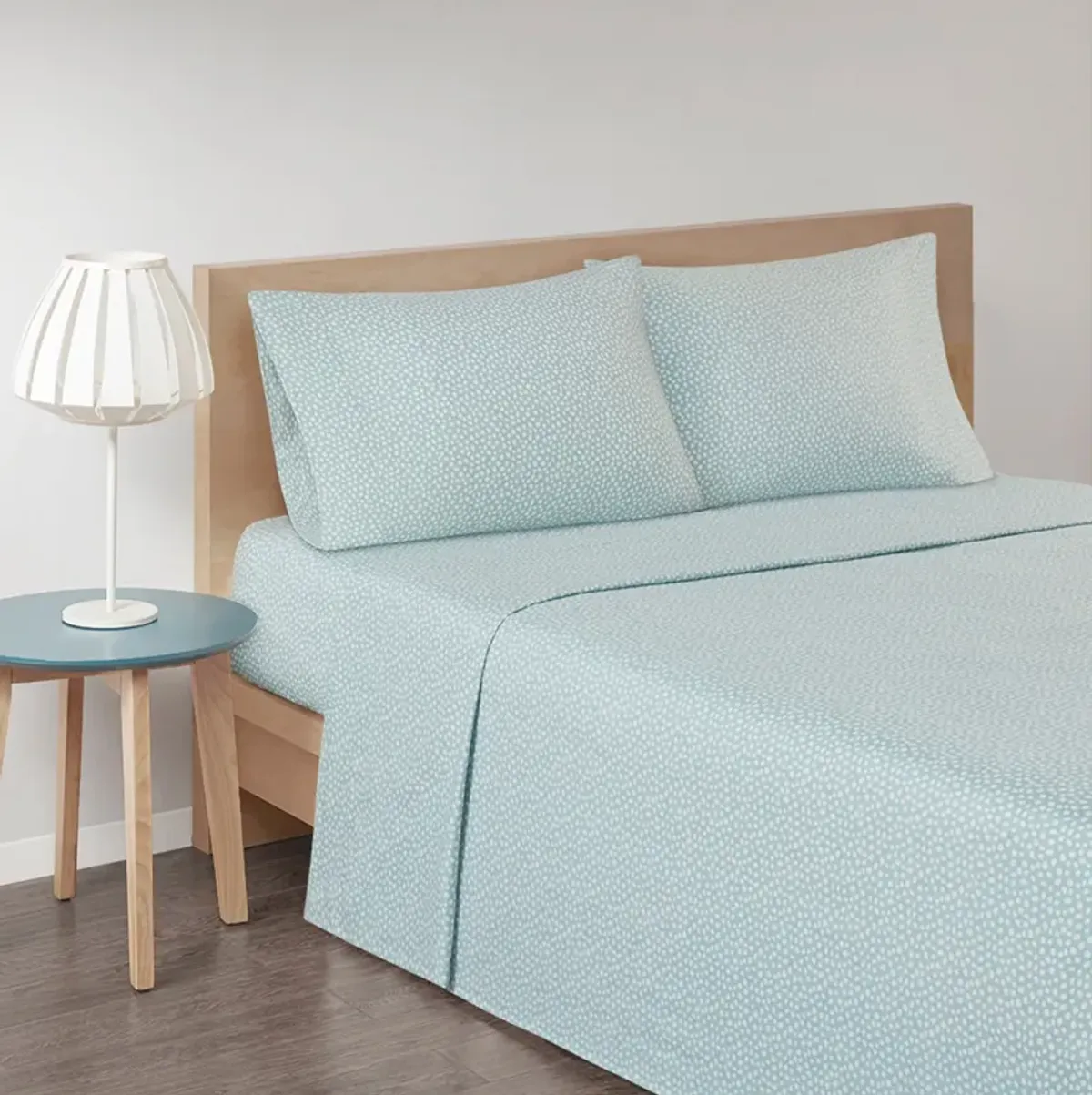 True North by Sleep Philosophy Cozy Flannel Aqua Dots Printed Sheet Set