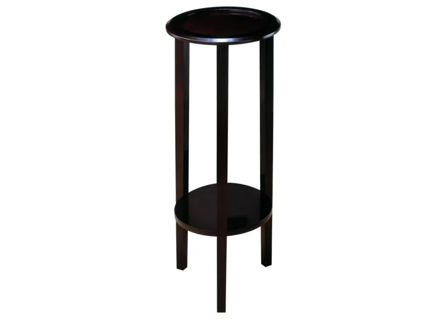 Kirk Round Accent Table with Bottom Shelf Espresso