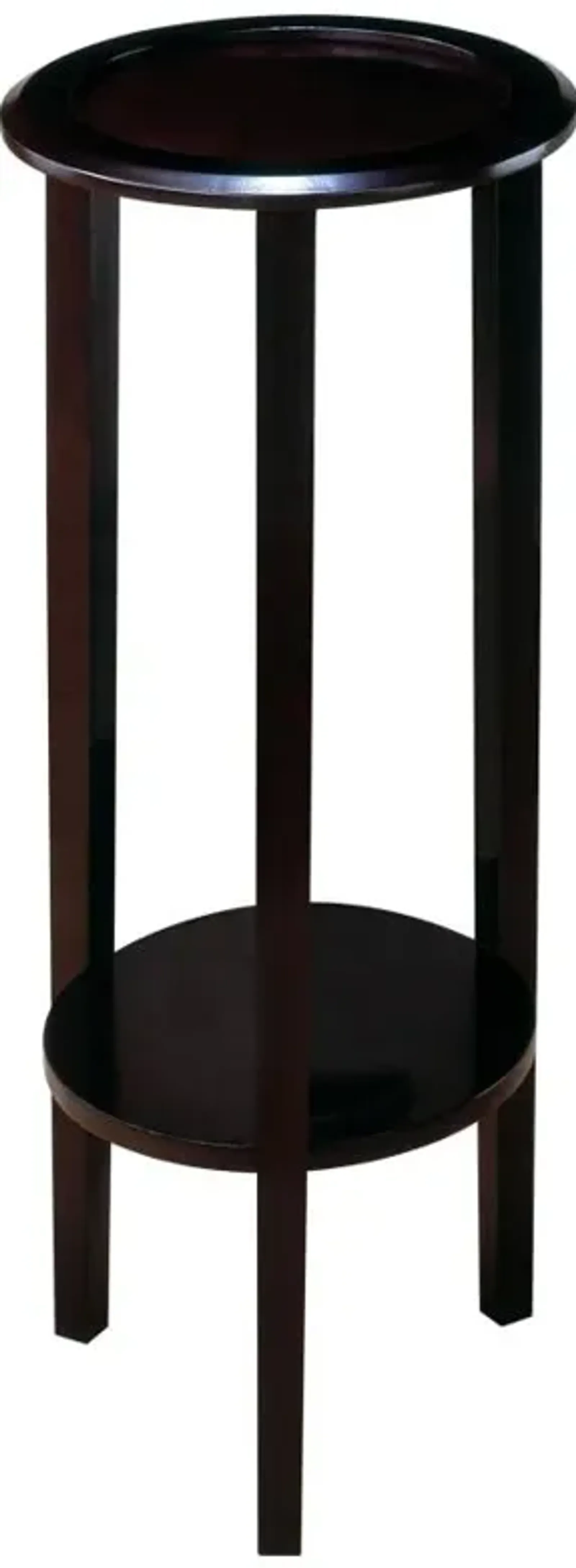 Kirk Round Accent Table with Bottom Shelf Espresso